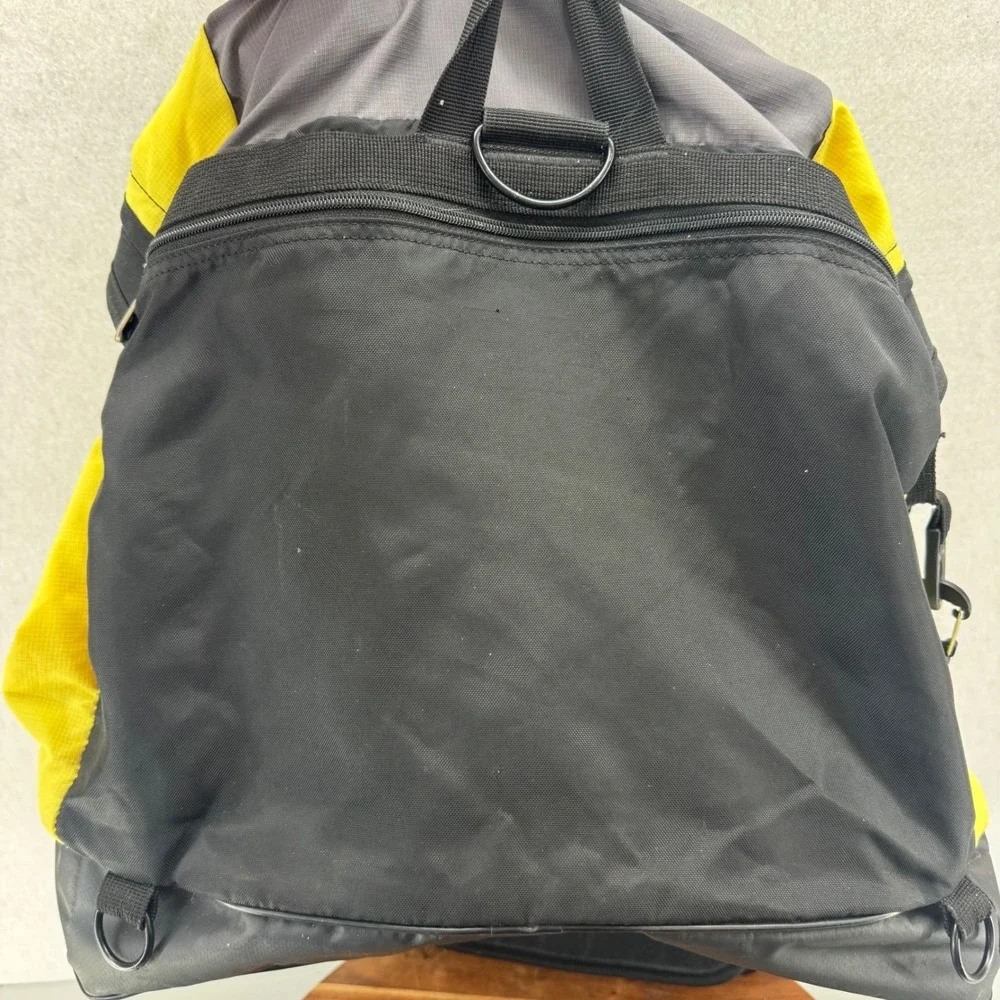 VTG Nike‎ Gym Bag Black Yellow Gray Duffel Travel School Sports Bag Retro Swoosh